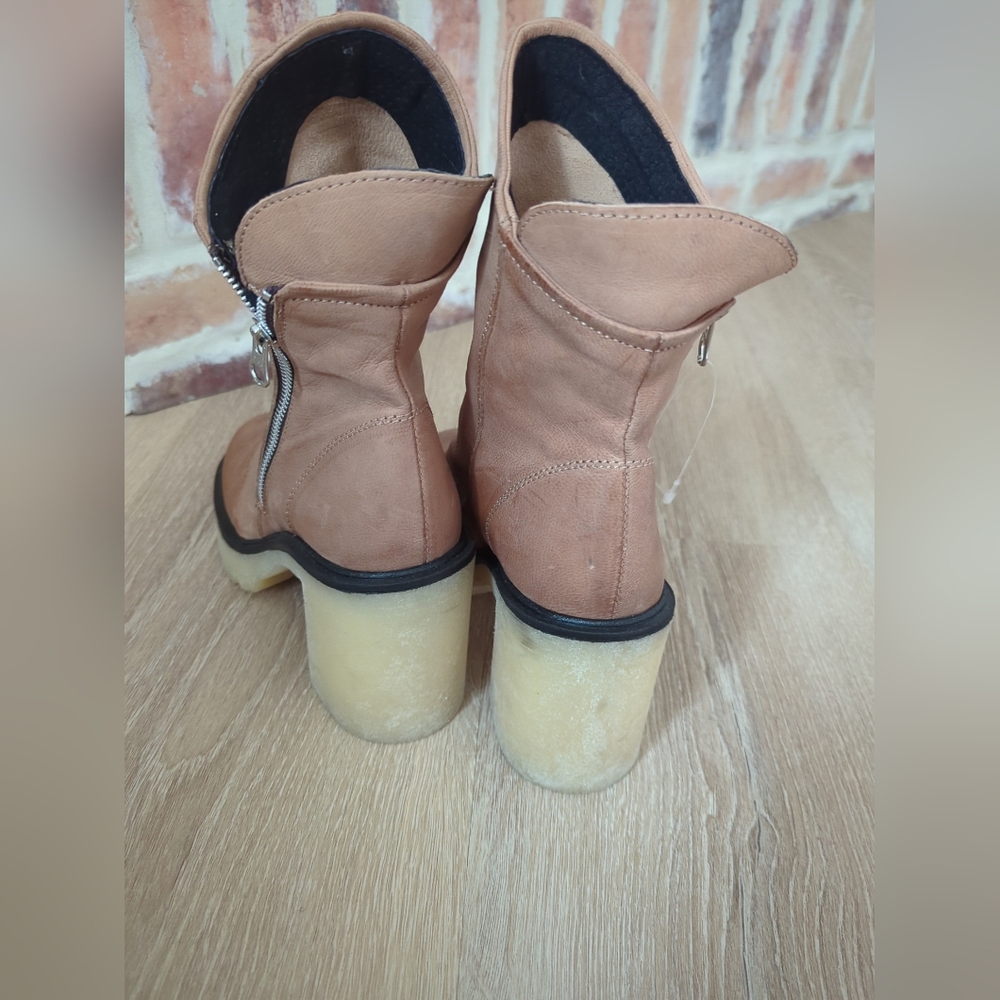NEW Free People Zip Jack Leather Slouch Bootie Spiced Chai Org. $198 - Picture 6 of 15